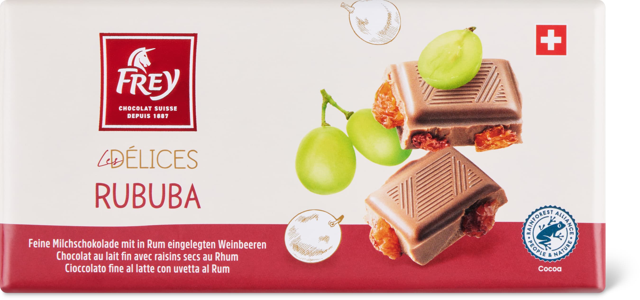 Rububa Cioccolato al latte con uvetta al rum